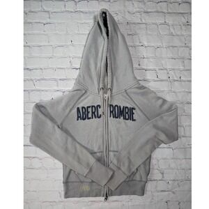 Abercrombie & Fitch Full Zip Hoodie Women Medium Grey Cotton Blend Y2K Grunge